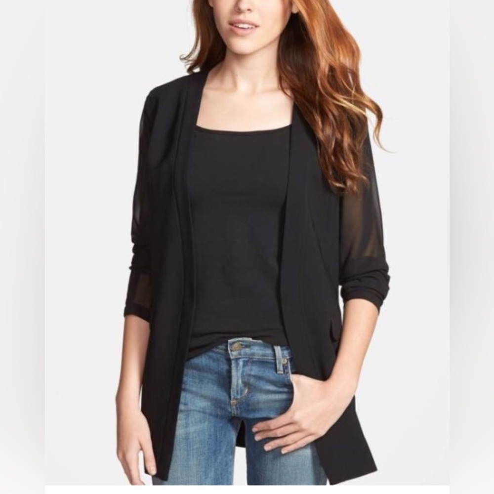 Robbi & Nikki Blazer with Sheer Sleeves in Black size small